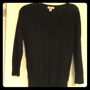 Black lace front cardigan